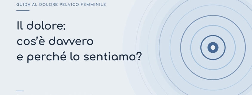 Onde concentriche blu cenere su fondo azzurro grigio chiaro, che rappresentano il segnale del dolore mentre si propaga nel sistema nervoso. Copertina dell’articolo sul dolore pelvico cronico.